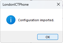A box saying Configuration imported.